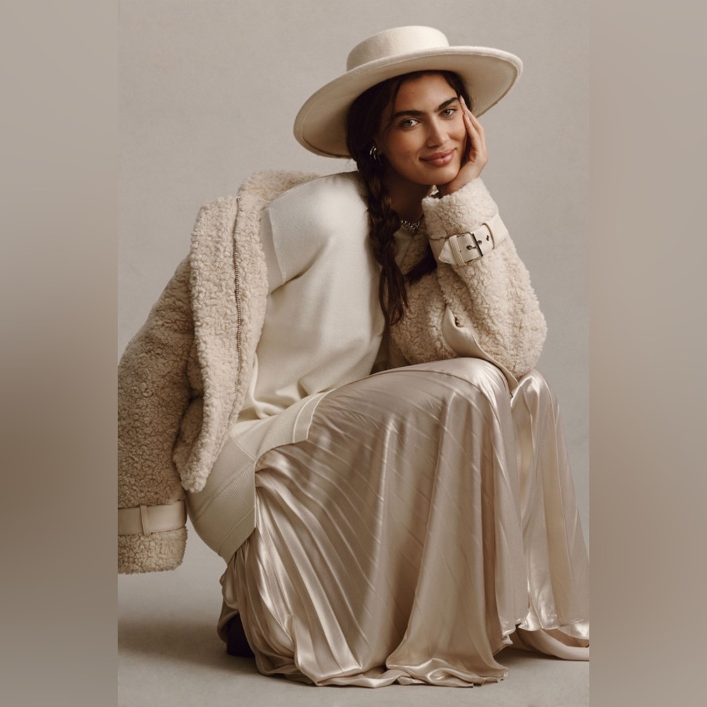 Anthropologie Long-Sleeve Crew Neck Mockable Pleated Maxi Jumper Dress - Picture 2 of 14